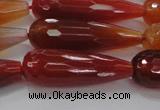 CTR142 15.5 inches 10*30mm faceted teardrop red agate beads