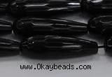 CTR145 15.5 inches 10*30mm faceted teardrop black agate beads