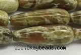 CTR153 15.5 inches 10*30mm teardrop green dragon serpentine jasper beads