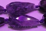 CTR205 15*30mm - 18*45mm faceted teardrop amethyst gemstone beads