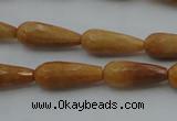 CTR21 15.5 inches 8*20mm faceted teardrop yellow jade beads