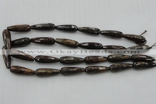 CTR30 15.5 inches 10*30mm faceted teardrop bronzite gemstone beads