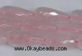 CTR301 15.5 inches 12*25mm faceted teardrop rose quartz beads