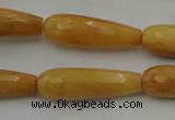 CTR33 15.5 inches 10*30mm faceted teardrop yellow jade beads