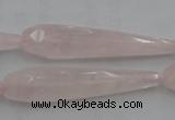 CTR41 15.5 inches 10*40mm faceted teardrop rose quartz beads