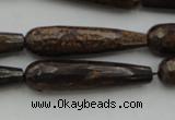 CTR45 15.5 inches 10*40mm faceted teardrop bronzite gemstone beads