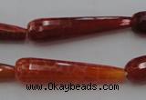 CTR46 15.5 inches 10*40mm faceted teardrop natural fire agate beads