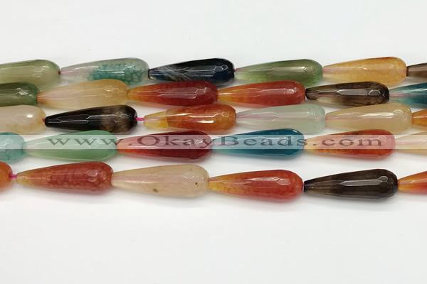 CTR463 15.5 inches 10*30mm faceted teardrop agate beads wholesale