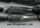 CTR48 15.5 inches 10*40mm faceted teardrop eagle eye jasper beads