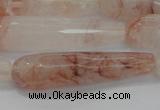 CTR57 15.5 inches 10*40mm faceted teardrop pink quartz beads