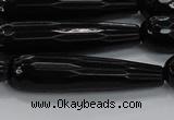 CTR64 15.5 inches 10*40mm faceted teardrop black agate beads