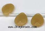 CTR694 Top drilled 12*16mm faceted briolette yellow aventurine beads