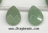 CTR696 Top drilled 12*16mm faceted briolette green aventurine beads