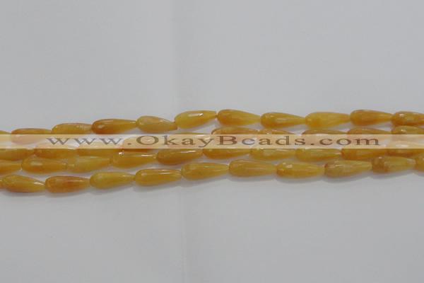 CTR75 15.5 inches 6*16mm faceted teardrop yellow jade beads