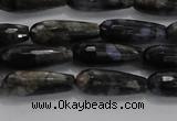 CTR78 15.5 inches 6*16mm faceted teardrop grey opal gemstone beads