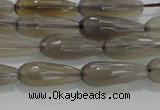 CTR79 15.5 inches 6*16mm faceted teardrop grey agate beads