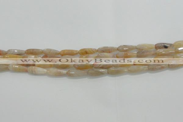 CTR80 15.5 inches 6*16mm faceted teardrop yellow agate beads