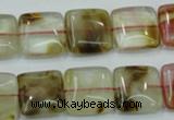 CTS52 15.5 inches 15*15mm square tigerskin glass beads wholesale