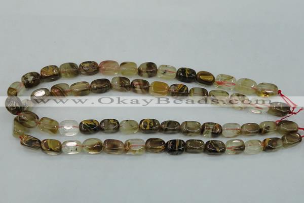 CTS56 15.5 inches 8*14mm nugget tigerskin glass beads wholesale