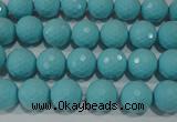 CTU1221 15.5 inches 6mm faceted round synthetic turquoise beads