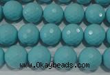 CTU1222 15.5 inches 8mm faceted round synthetic turquoise beads