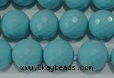 CTU1224 15.5 inches 12mm faceted round synthetic turquoise beads