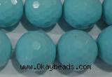 CTU1228 15.5 inches 20mm faceted round synthetic turquoise beads