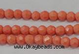 CTU1330 15.5 inches 2mm faceted round synthetic turquoise beads