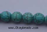 CTU15 15.5 inches 12mm faceted round blue turquoise beads Wholesale