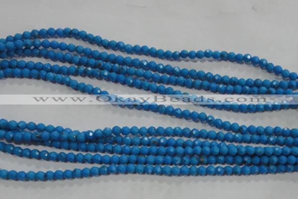 CTU1630 15.5 inches 4mm faceted round synthetic turquoise beads