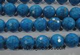 CTU1633 15.5 inches 10mm faceted round synthetic turquoise beads