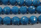 CTU1635 15.5 inches 14mm faceted round synthetic turquoise beads