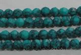 CTU1681 15.5 inches 4mm faceted round synthetic turquoise beads