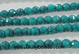 CTU1682 15.5 inches 6mm faceted round synthetic turquoise beads