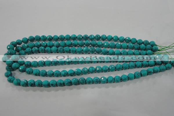 CTU1683 15.5 inches 8mm faceted round synthetic turquoise beads