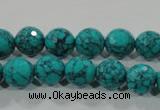 CTU1684 15.5 inches 10mm faceted round synthetic turquoise beads