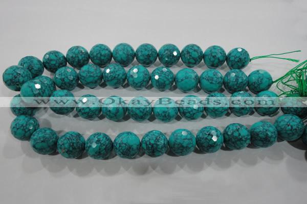 CTU1688 15.5 inches 18mm faceted round synthetic turquoise beads