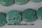 CTU1886 15.5 inches 20mm flat round imitation turquoise beads