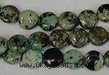 CTU2474 15.5 inches 10mm flat round African turquoise beads wholesale