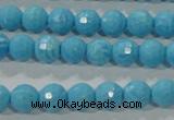 CTU2591 15.5 inches 6mm faceted round synthetic turquoise beads