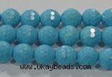 CTU2592 15.5 inches 8mm faceted round synthetic turquoise beads