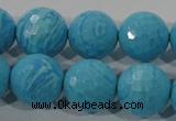 CTU2595 15.5 inches 14mm faceted round synthetic turquoise beads