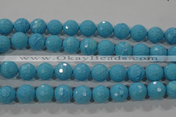 CTU2595 15.5 inches 14mm faceted round synthetic turquoise beads