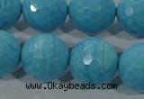 CTU2597 15.5 inches 18mm faceted round synthetic turquoise beads