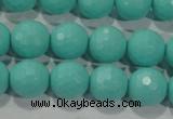 CTU2783 15.5 inches 10mm faceted round synthetic turquoise beads