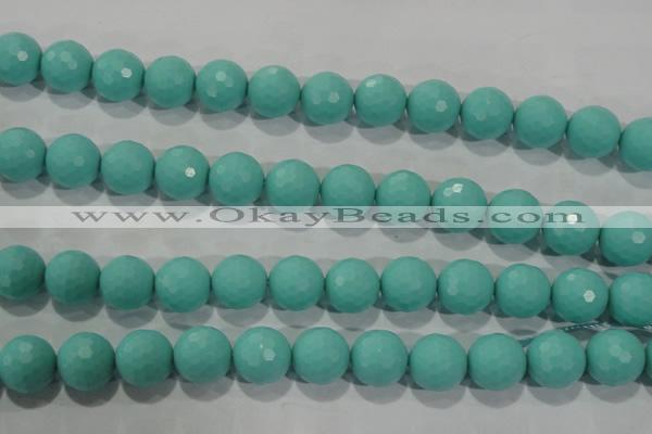 CTU2786 15.5 inches 16mm faceted round synthetic turquoise beads