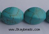 CTU28 15.5 inches 13*20mm twisted oval blue turquoise beads Wholesale