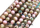 CTU3107 15 inches 4mm round gold vein howlite turquoise beads