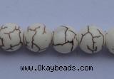 CTU36 15.5 inches 14mm round white turquoise strand beads Wholesale