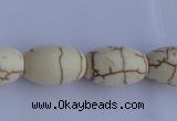 CTU38 15.5 inches 10*16mm rice shape white turquoise beads Wholesale